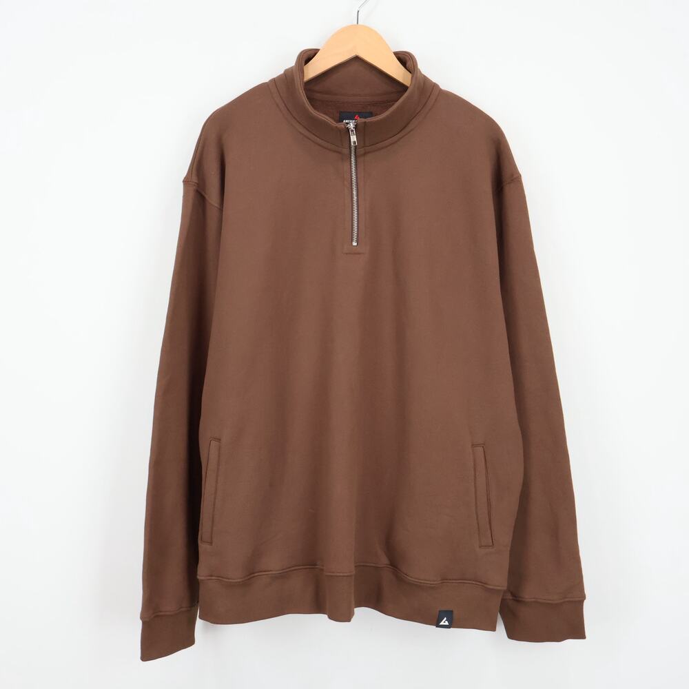 American Giant Men's Carolina Quarter Zip Sweatshirt Brown Size 2XL NWOT